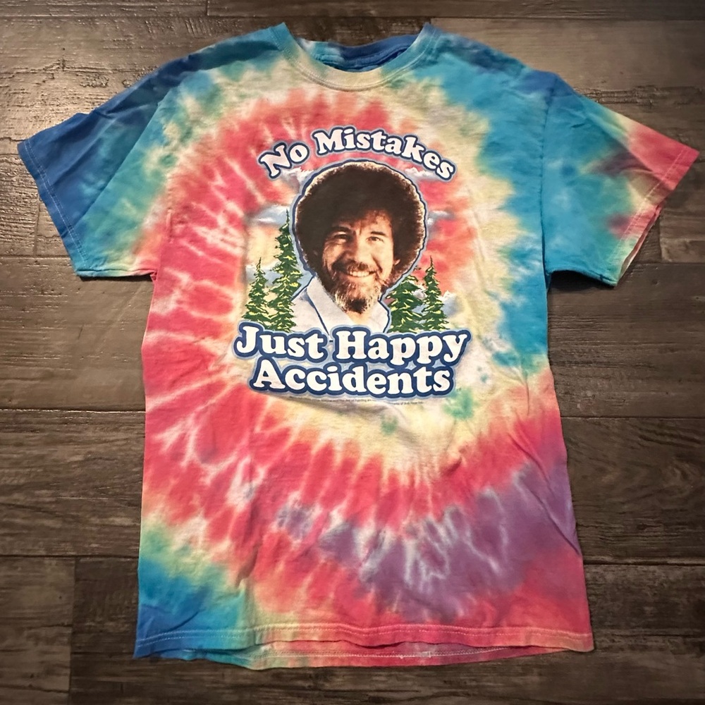 Bob Ross Tie-Dye Graphic Tee • Happy Accidents • Unisex Fit